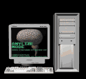 computer with brain photo on monitor