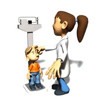 female doctor weighing child