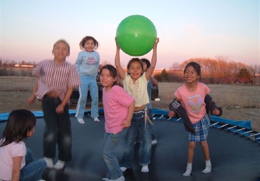 Spirit Lake kids on trampoline