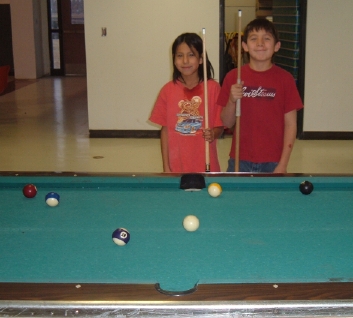Children playing pool